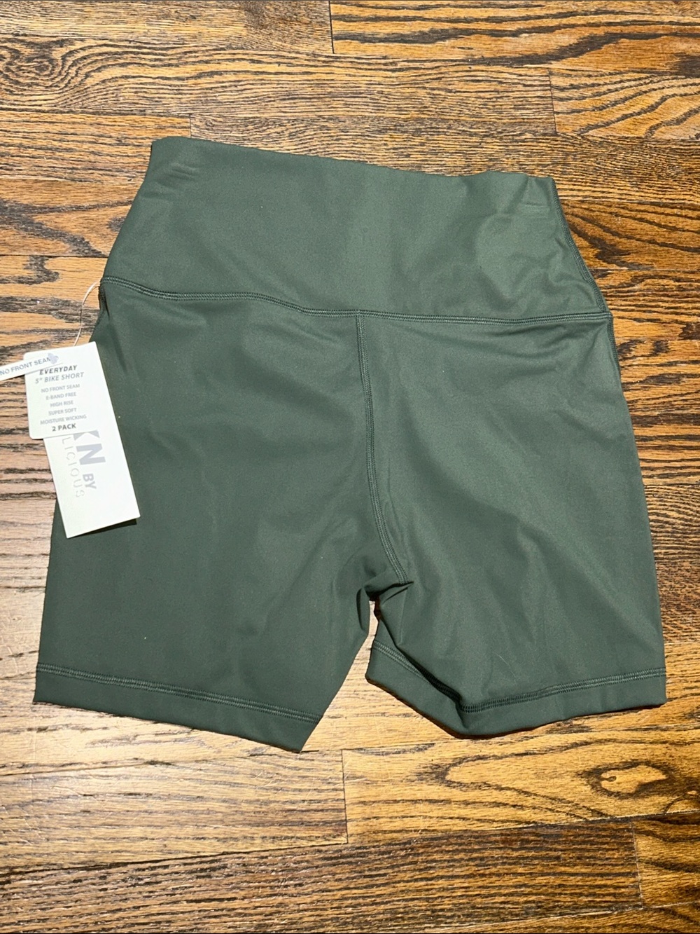 High-Waist Women's Sage/Olive Green Bike Shorts - Picture 6 of 8